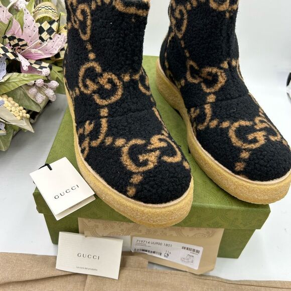 Men, Gucci, jumbo logo GG wool boots size 11.5!made in Italy - Picture 5 of 12